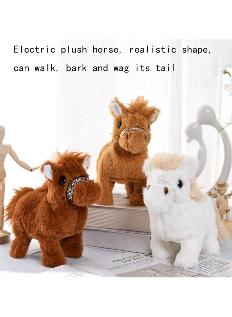 Dark Brown Horse Electronic Pet Plush Toy With Simulated Barking Sound, Can Walk, Interactive Toy Suitable For Children And Babies - Image 3